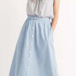 Palisade Button-Front Midi Skirt in Indigo